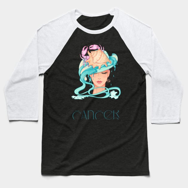 Cancer Zodiac Baseball T-Shirt by JonesCreations